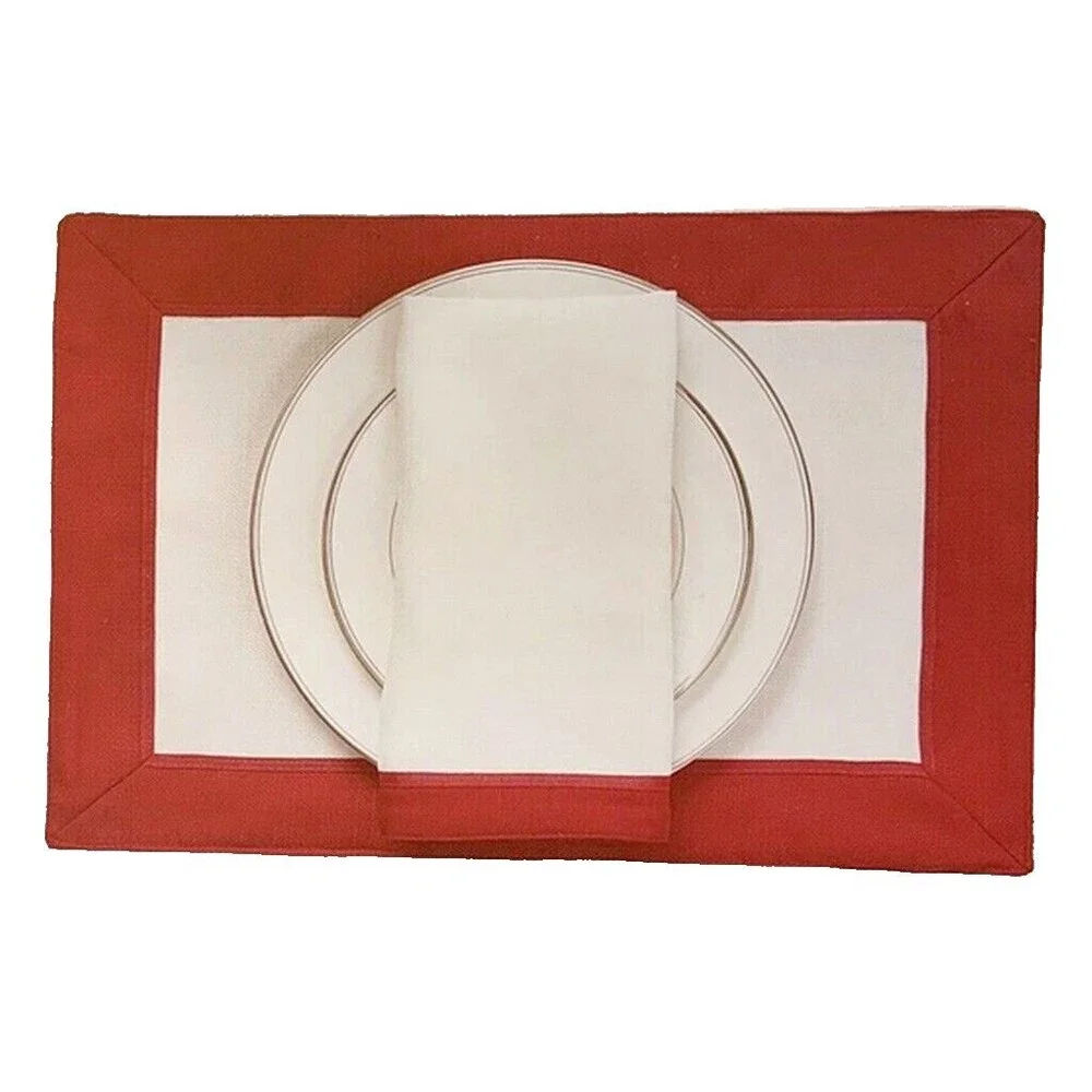 Waterford Luxury Clarissa Placemats Set of 4 Red White 13x19 Christmas Holiday